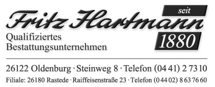 Bestattungsunternehmen Fritz Hartmann seit 1880 Logo